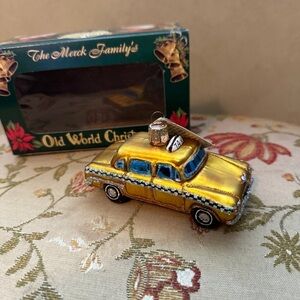 Old world Christmas yellow taxi cab ornament